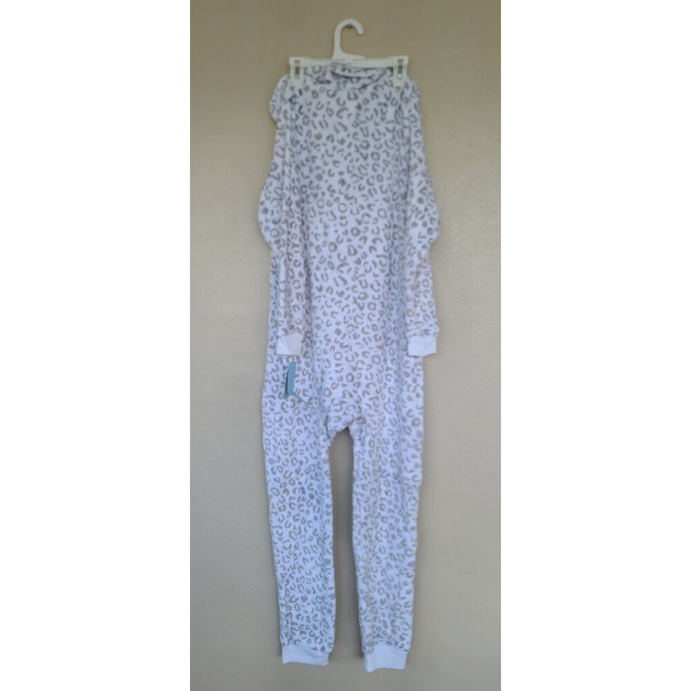 Cat & Jack Girls Off White Hooded Animal Print OnePiece Jumpsuit Sze XL (14) NWT
